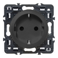 Розетка с заземлением и со шторками, самозажимные клеммы Legrand Celiane Графит (в сборе) 