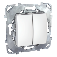 Выключатель двухклавишный Schneider Electric Unica Quadro Белый (в сборе) 