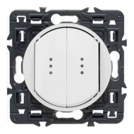 Выключатель двухклавишный с подсветкой Legrand Celiane Белый (в сборе) 