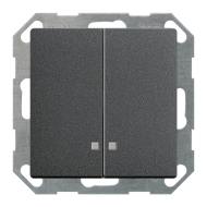 Выключатель двухклавишный с подсветкой Gira ClassiX Art Антрацит (в сборе) 