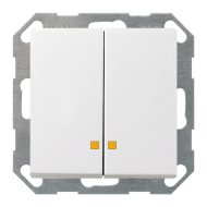 Выключатель двухклавишный с подсветкой Gira ClassiX Art Глянцевый белый (в сборе) 