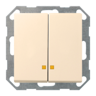 Выключатель двухклавишный с подсветкой Gira ClassiX Art Глянцевый кремовый (в сборе) 