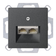 Розетка телефонная двойная 2xRJ11 Gira Standard 55 Антрацит (в сборе) 