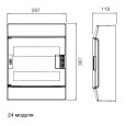 Шкаф настенный ABB Mistral41 24М (2x12) непрозрачная дверь с винтовым клеммным блоком 41P12X21B 