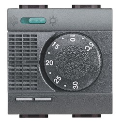 Термостат комнатный с переключателем зима/лето и релейным вых. на С-NO 2А 2м LivingLight Антрацит 