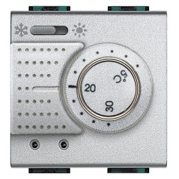 Термостат комнатный с переключателем зима/лето и релейным вых. на С-NO 2А 2м LivingLight Алюминий 