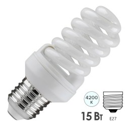 Лампа энергосберегающая ESL QL7 15W 4200K E27 спираль d46x98 белая 