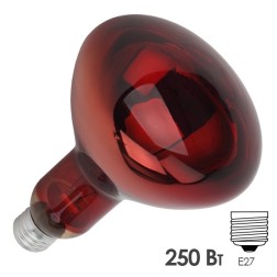Лампа инфракрасная ИКЗК R127 250W 215-225V E27 красная 