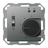 Терморегулятор для теплого пола с внешним датчиком Gira E2 Нержавеющая сталь (в сборе) 