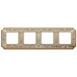Рамка 4-ная Fede SIENA, gold white patina 