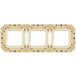 Рамка 3-ная Fede Firenze Crystal De Luxe Palace, gold white patina 