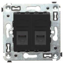 Розетка телефонная двойная 2xRJ11 DKC Avanti Черный квадрат (в сборе) 