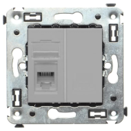 Розетка компьютерная 1xRJ45 UTP 5e категории DKC Avanti Закаленная сталь (в сборе) 