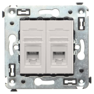 Розетка компьютерная двойная 2xRJ45 UTP 5e категории DKC Avanti Ванильная дымка (в сборе) 