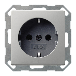 Розетка с заземлением и со шторками, самозажимные клеммы Gira E2 Нержавеющая сталь (в сборе) 