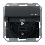Розетка с заземлением и с крышкой Gira E2 Черный матовый (в сборе) 