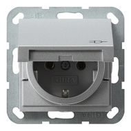 Розетка с заземлением и с крышкой Gira Event Clear Алюминий (в сборе) 