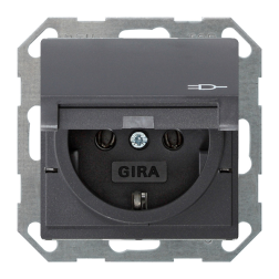 Розетка с заземлением и с крышкой Gira Standard 55 Антрацит (в сборе) 