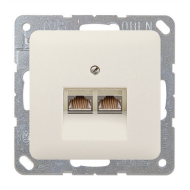 Розетка телефонная двойная 2xRJ11 Jung CD Слоновая кость (в сборе) 