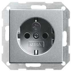 Розетка с/з с защитными шторками Gira System 55 Алюминий 