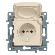 Розетка IP44 с заземлением и с крышкой Legrand Etika Слоновая кость (в сборе) (бежевый) 
