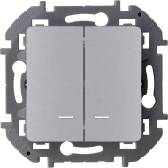 Выключатель двухклавишный с подсветкой Legrand Inspiria Алюминий (в сборе) 