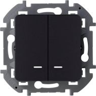 Выключатель двухклавишный с подсветкой Legrand Inspiria Антрацит (в сборе) 
