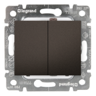 Выключатель двухклавишный Legrand Galea Life Dark Bronze (в сборе) 