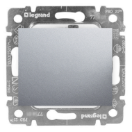 Выключатель одноклавишный Legrand Galea Life Aluminium (в сборе) 