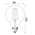 Лампа филаментная светодиодная шар FL-LED Vintage G95 10W 2200K 220V E27 1000Lm D95x140mm Foton 