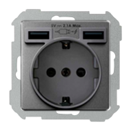 Розетка силовая с USB зарядкой Simon Simon 82 Concept Титан матовый (в сборе) 