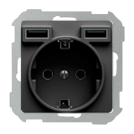 Розетка силовая с USB зарядкой Simon Simon 82 Concept Черный матовый (в сборе) 