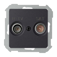 Розетка TV / SAT проходная Simon Simon 82 Concept Черный матовый (в сборе) 