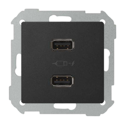 Розетка USB для зарядки устройств Simon Simon 82 Nature Графит (в сборе) 