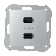 Розетка USB для зарядки устройств Simon Simon 82 Concept Холодный алюминий (в сборе) 