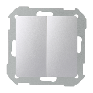 Выключатель двухклавишный Simon Detail select Холодный алюминий (в сборе) 
