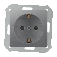 Розетка с заземлением и со шторками, винтовые клеммы Simon Simon 82 Nature Алюминий (в сборе) 