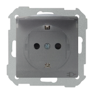 Розетка с заземлением и с крышкой Simon Simon 82 Nature Алюминий (в сборе) 