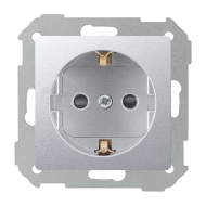 Розетка с заземлением и со шторками, винтовые клеммы Simon Simon 82 Concept Холодный алюминий (в сборе) 