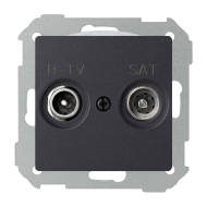 Розетка TV / SAT проходная Simon Simon 82 Графит (в сборе) 