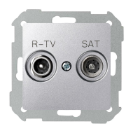 Розетка TV / SAT проходная Simon Detail select Холодный алюминий (в сборе) 