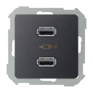 Розетка USB для зарядки устройств Simon Simon 82 Concept Титан матовый (в сборе) 