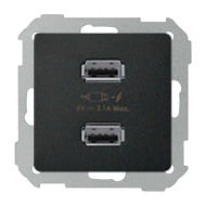 Розетка USB для зарядки устройств Simon Simon 82 Concept Черный матовый (в сборе) 