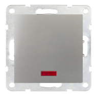 Выключатель одноклавишный с подсветкой Ecoplast LK80 Серебристый металлик (в сборе) 