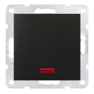 Выключатель одноклавишный с подсветкой Ecoplast LK80 Черный бархат (в сборе) 