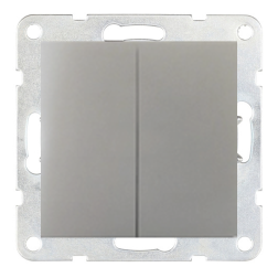 Выключатель двухклавишный Ecoplast LK80 Серебристый металлик (в сборе) 