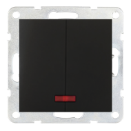 Выключатель двухклавишный с подсветкой Ecoplast LK80 Черный бархат (в сборе) 
