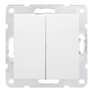 Переключатель двухклавишный (проходной) Ecoplast LK80 Белый (в сборе) 
