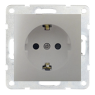 Розетка с заземлением, винтовые клеммы Ecoplast LK80 Серебристый металлик (в сборе)