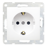Розетка с заземлением и со шторками, винтовые клеммы Ecoplast LK80 Белый (в сборе) 